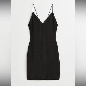H&M Black Sparkle Backless Minidress— Size Small